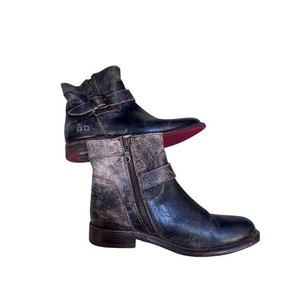EUC Bed Stu Becca Women's Ankle Booties Black Distressed Leather Size 8.5 - Picture 2 of 6